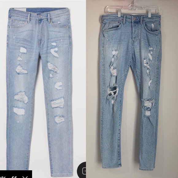 H&M &Denim Distressed Skinny Jeans - Picture 1 of 10